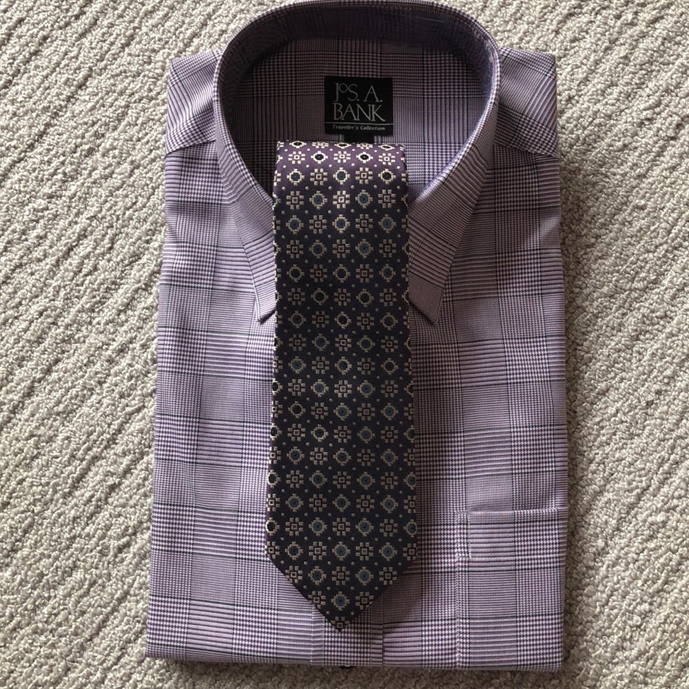 Joseph A Bank dress shirt and tie